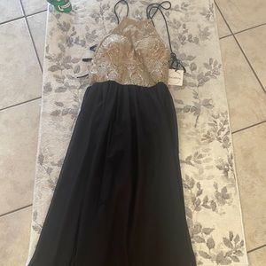 Sexy black and gold long dress